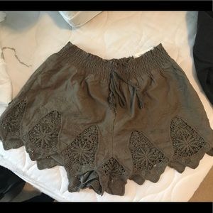Green Lace/Crochet Shorts